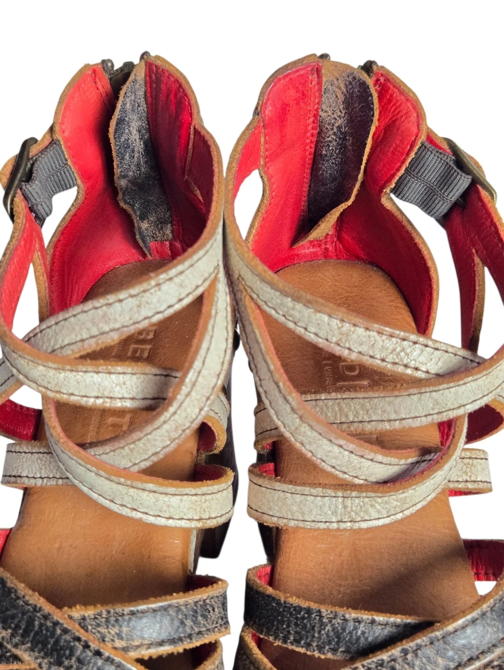 Bed Stu Antonelli Nectar Lux Distressed Leather Wooden Platform Sandals